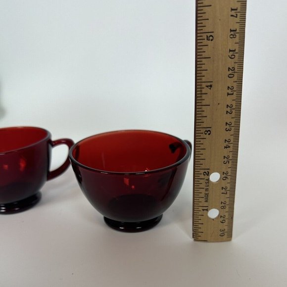 Set of 2 Vintage‎ ROYAL RUBY Red Depression Glass Punch Tea Cups ANCHOR HOCKING - Picture 8 of 8